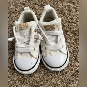 Toddler Converse Size 9 Street Slip gold star white